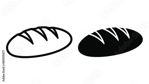 Two loaves of bread one white and one black a striking silhouette