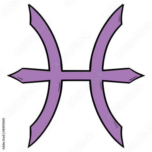 Pisces icon illustration hand drawn outline vector