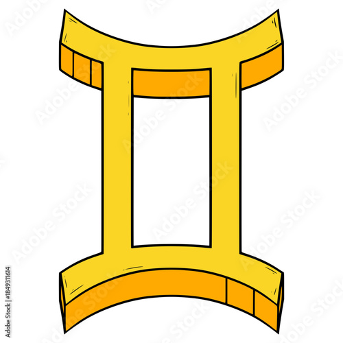 Gemini zodiac icon illustration hand drawn outline vector