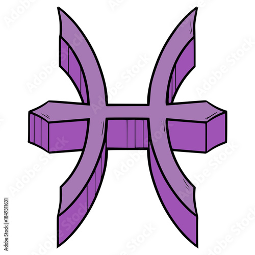 Pisces icon illustration hand drawn outline vector