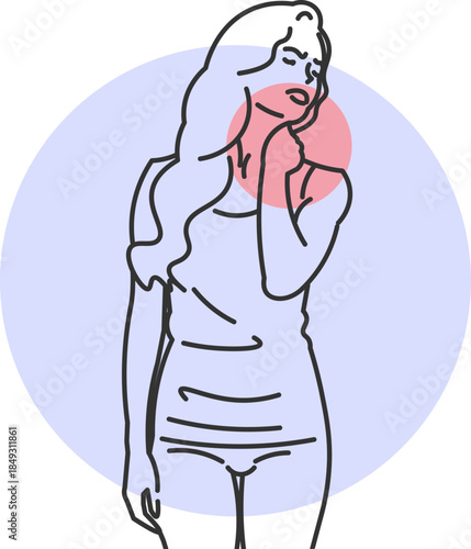 Woman experiencing neck pain with cervical muscle tension