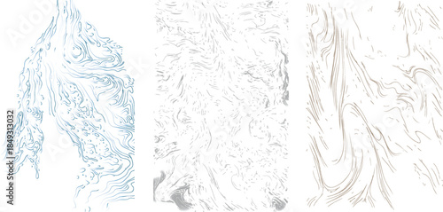 Hand drawn vector illustration of an abstract blue pencil and brush sketch design featuring a vintage grunge paint texture on a light gray paper surface backdrop