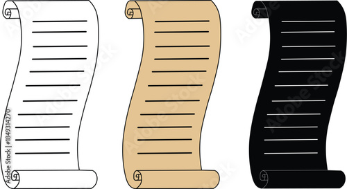 Vector silhouette of scroll and writing for education knowledge history and wisdom design