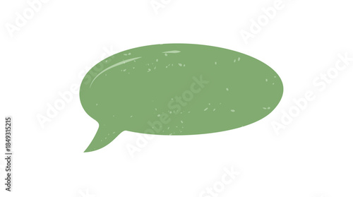 Green rough speech sticker with fluid, hand drawn style forms main bubble. Template for chat or talk, rectangle shape and dialogue message element. Versatile option for modern visual