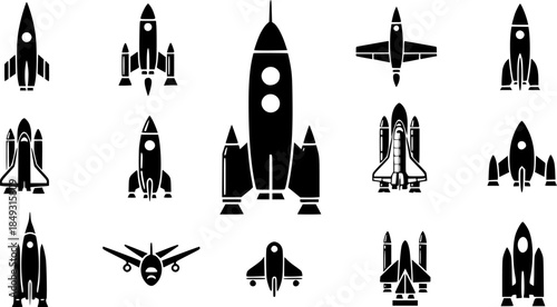 Space Rocket icon vector. Space Craft illustration sign. Shuttle symbol or logo.

