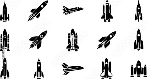 Space Rocket icon vector. Space Craft illustration sign. Shuttle symbol or logo.
