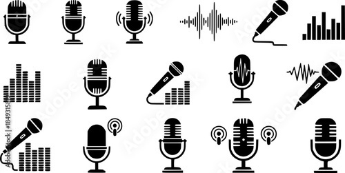 Microphone icon vector set. audio illustration sign collection. mic symbol.
