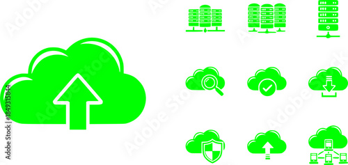 Cloud servis icon vector set. cloud storage illustration sign collection. Data center symbol. Server logo.
