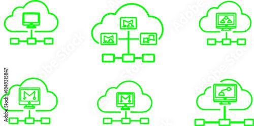 Cloud servis icon vector set. cloud storage illustration sign collection. Data center symbol. Server logo.
