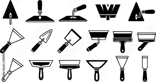 Trowel icon vector set. Putty knife illustration sign collection. spatula symbol or logo.
