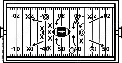 American Football Field icon vector. Coaching Players Diagram illustration sign. American Football symbol or logo.
