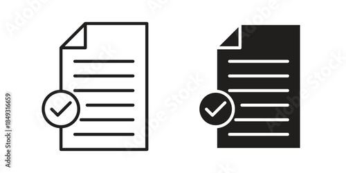 Approved document icons. Line Illustration Vector Template. Clipart concept illustration