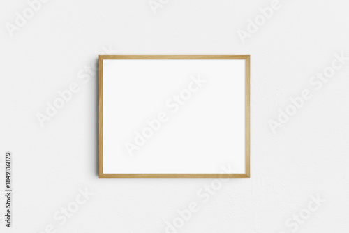 Horizontal frame mockup 5:4, 10x8, 4:5 landscape. Single oak wood frame mockup. Clean, modern, minimalist, bright.