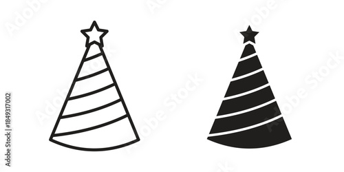 Birthday hat icons. Line Illustration Vector Template. Clipart concept illustration