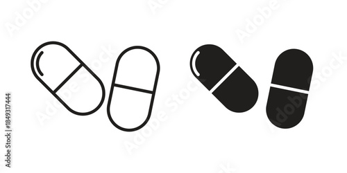 Capsule icons. Line Illustration Vector Template. Clipart concept illustration