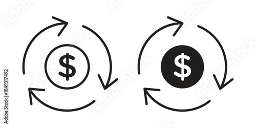 Cash flow icons. Line Illustration Vector Template. Clipart concept illustration