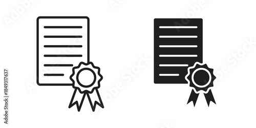 Certificate icons. Line Illustration Vector Template. Clipart concept illustration
