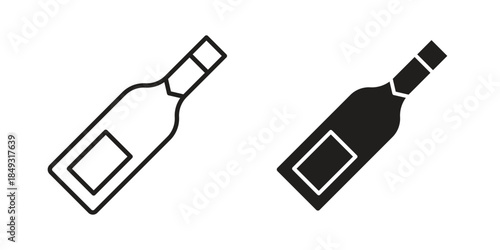 Champagne bottle icons. Line Illustration Vector Template. Clipart concept illustration