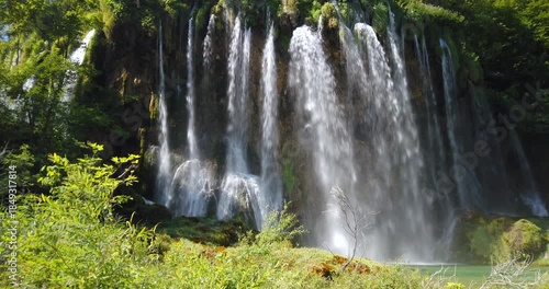 4K locked down stationary motion shot of Plitvice Lakes National Park which is one of the oldest and largest national parks in Croatia, UNESCO World Heritage listed, Lika-Senj County, Croatia, Europe
