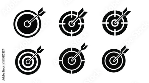 Three rows of target boards with arrows a striking black silhouette