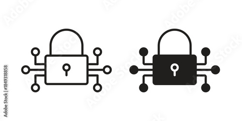 Encryption icons. Line Illustration Vector Template. Clipart concept illustration