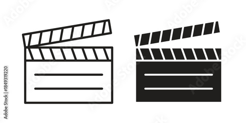 Film clapperboard icons. Line Illustration Vector Template. Clipart concept illustration