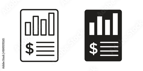 Financial report icons. Line Illustration Vector Template. Clipart concept illustration