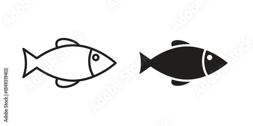 Fish icons. Line Illustration Vector Template. Clipart concept illustration