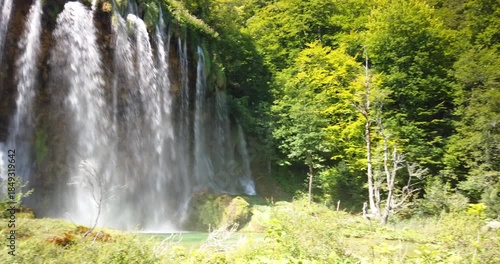 4K right to left panning motion at Plitvice Lakes National Park, largest national parks in Croatia.,1979 Plitvice Lakes was added to UNESCO World Heritage list,Lika-Senj County, Croatia, Europe
