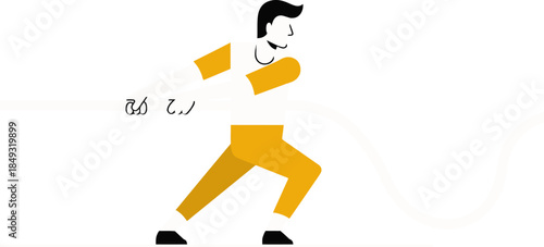 Tug of war illustration, business challenge and effort concept vector