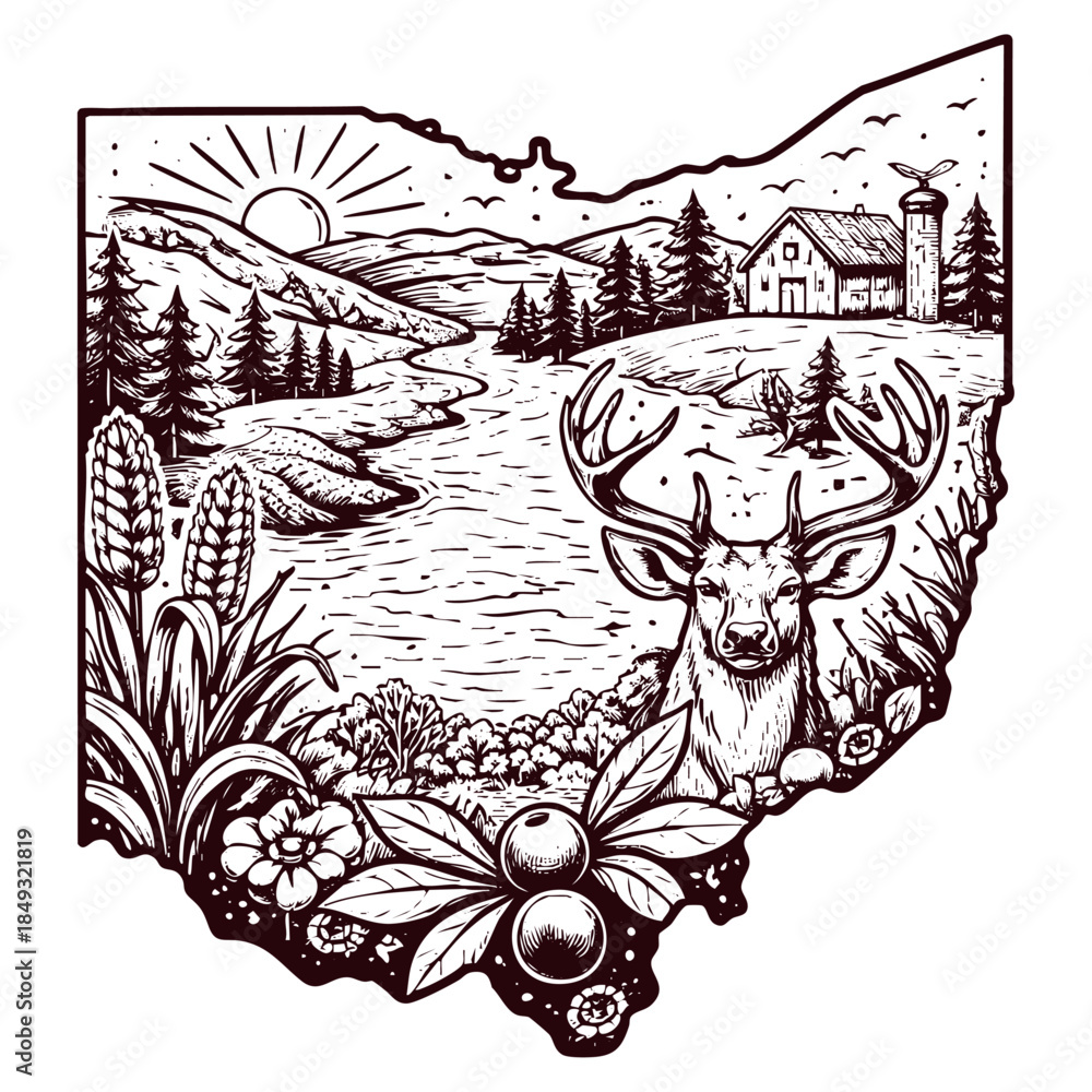 Valokuva Ohio state outline map illustration