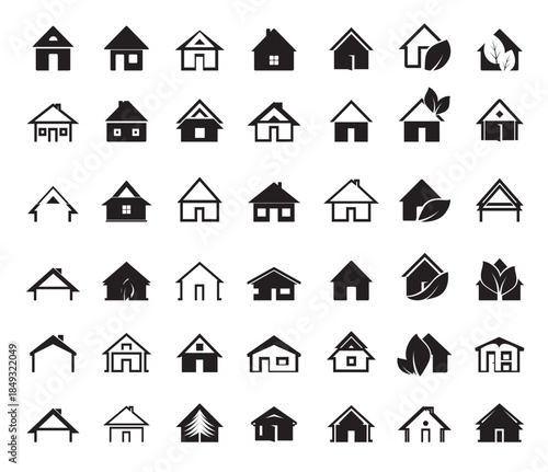 Modern House Vector Icons Set – Real Estate, Home, Property Logo Elements