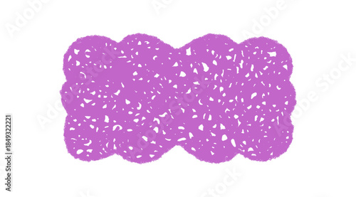 Groovy purple scallop rectangle frame with sketched border and chalk crayon sketch style. Retro y2k graphic background and shading, modern accent for creative projects trendy vintage themes.