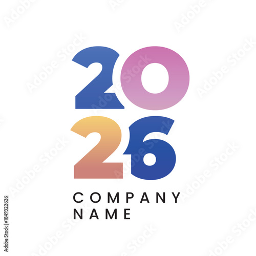 2026 happy new year colorful number illustration template design