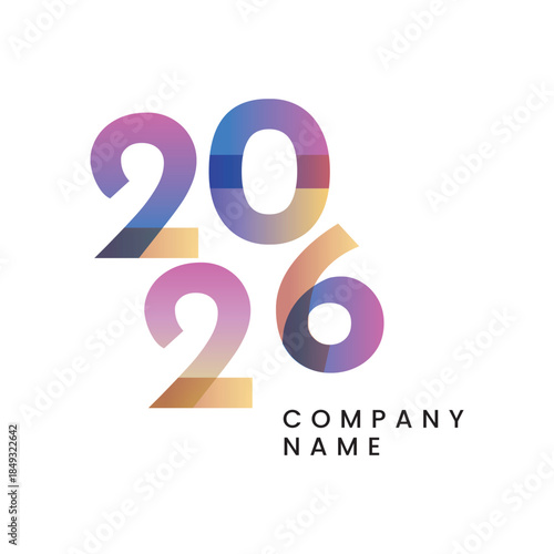 2026 happy new year colorful number illustration template design