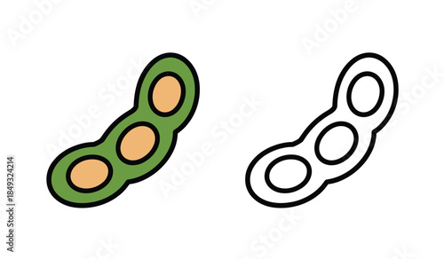 Green and White Bean Illustration