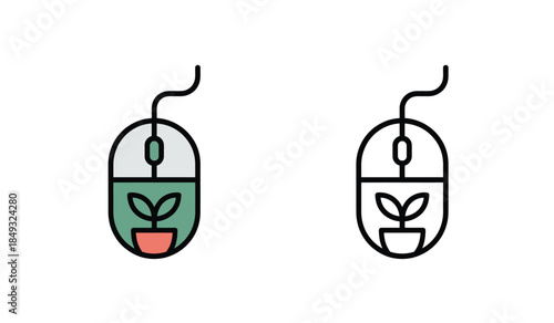 Plant Growth Icon in Computer Mouse Style for Eco and Nature Themes