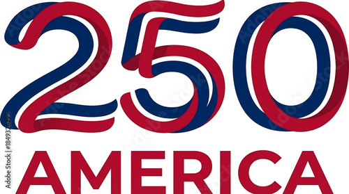 Celebrate America's 250th Anniversary with this patriotic graphic design of the number 250 and the word AMERIC
