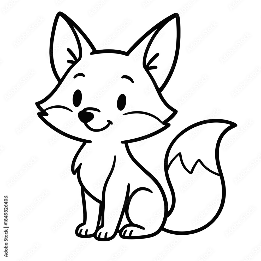 Obraz premium Cute cartoon fox vector illustration with happy animal character isolated on white background