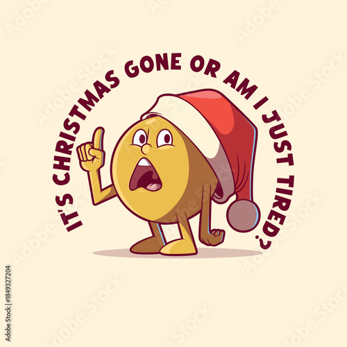 Clueless Emoji Character with a Santa Hat vector illustration. Communication, Holiday design concept.
