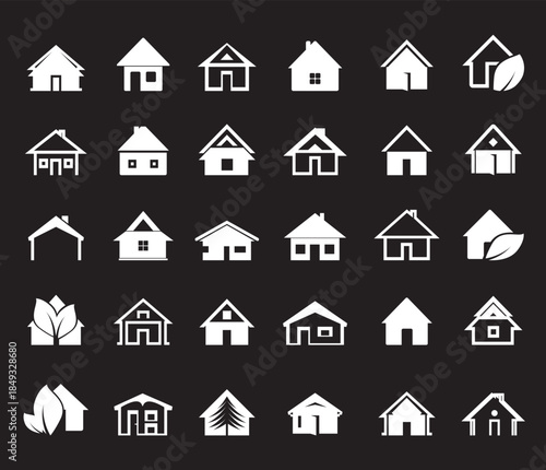 House Vector Icons Set – Real Estate, Home, Property Logo Elements