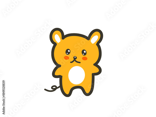 Cute Orange Mouse Character, Kawaii Animal Illustration