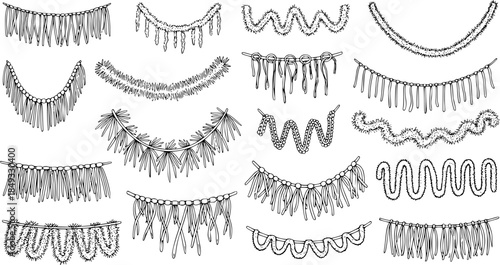 Garland Collection: Hand-Drawn Christmas Decorations - Vector Illustration