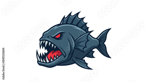 Aggressive Piranha Fish with Sharp Teeth and Red Eyes 2.