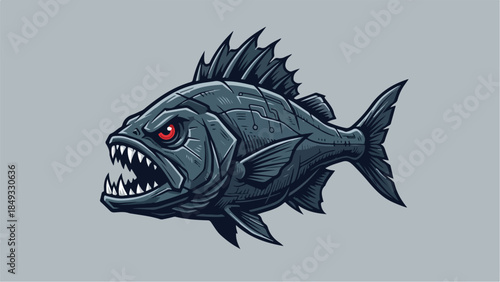 Aggressive Piranha Fish with Sharp Teeth and Red Eyes 1.