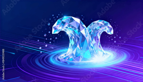 A crystal wave that slows down the particles around itself, a feeling of time distortion. Use science fiction and promos in time-freezing scenes. Vector. EPS_04.