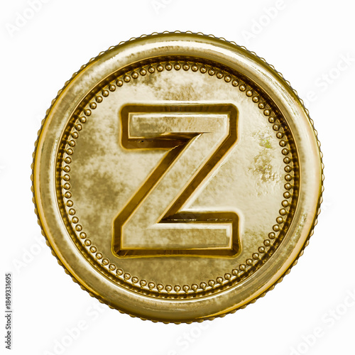 Golden aged coin Letter Z 3D