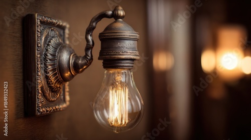 Vintage light fixture with edison bulb