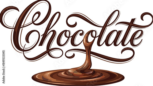 Delicious Chocolate Lettering with Melted Chocolate Splash.