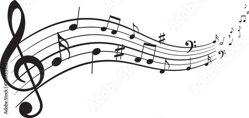 Musical illustration vector, editable stroke on a clean white background 